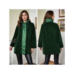 NWT Sissyme Green Velvet Floral Embroidered Evening Coat